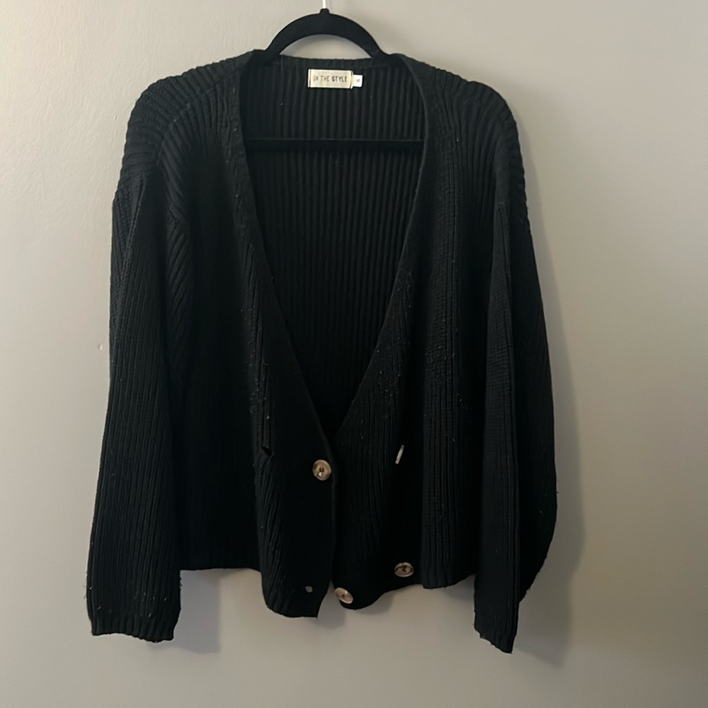 Black knit cardigan. Size 6